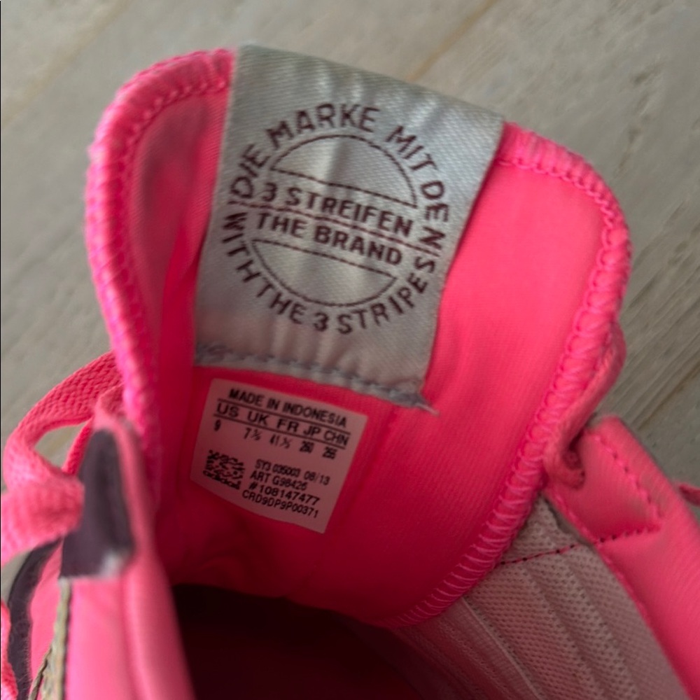 adidas Pink Women's Athletic Sneakers with Cream Stripes - Picture 3 of 3